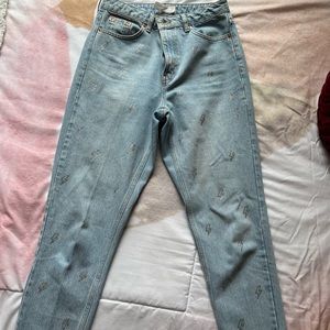 Top shop mom denim jeans with lightning bolt